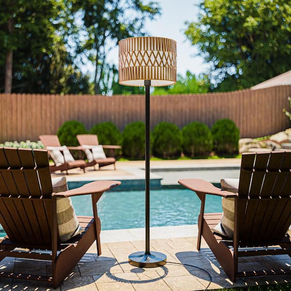 Hampton Bay Ellena 61 in. Tan Patterned Outdoor/Indoor Floor Lamp