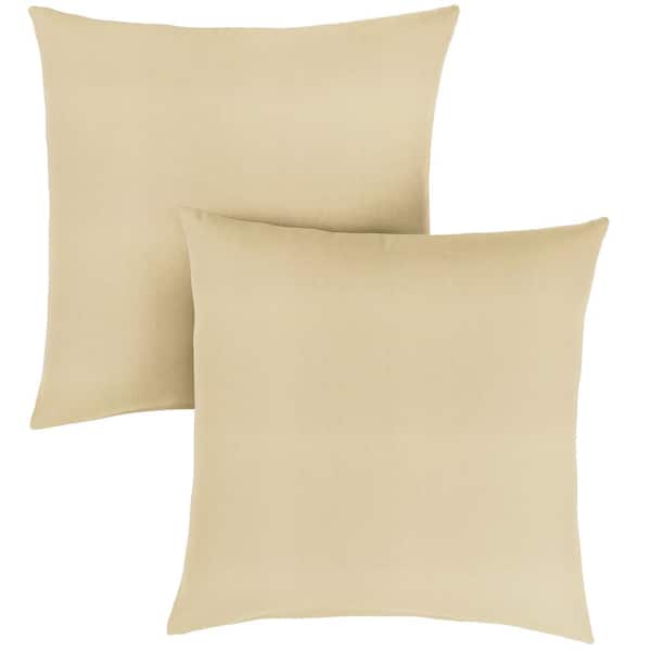 SORRA HOME Sunbrella Canvas Antique Beige Outdoor Knife Edge Throw Pillows (2-Pack)