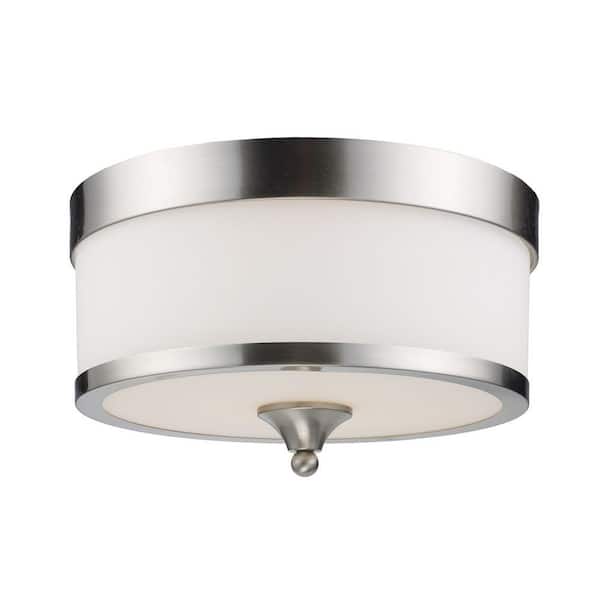 Unbranded Patrina 3-Light Brushed Nickel Flush Mount with White Glass
