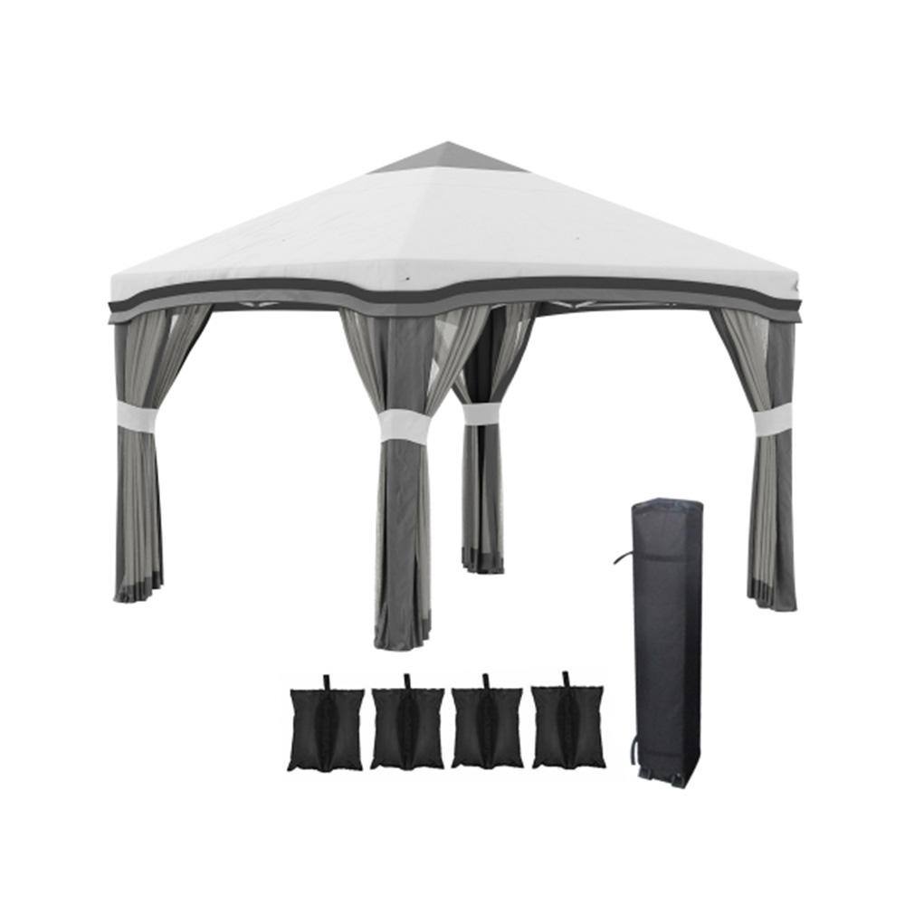 10 ft. x 10 ft. Outdoor Steel Event/Party Pop Up Instant Tent Canopy with Netting in Gray price history on PriceWatchPro