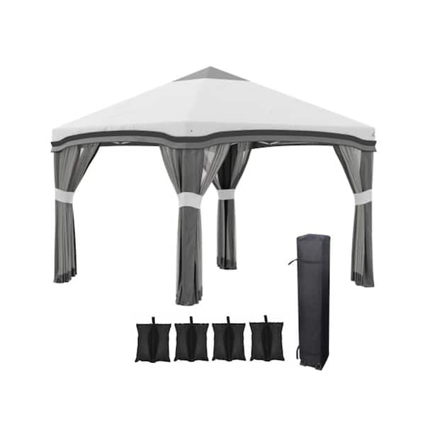 ITOPFOX 10 ft. x 10 ft. Outdoor Steel Event/Party Pop Up Instant Tent Canopy with Netting in Gray