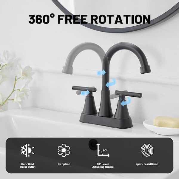 4 in. Centerset 2-Handle High-Arc Bathroom Faucet in Matte Black