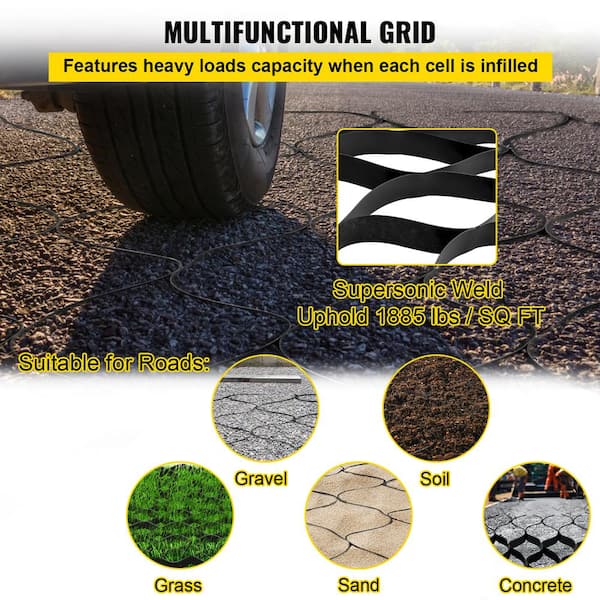 SVOPES Ground Grid L 17 x  W 9 in. 1885lbs. / SqFt. Load Capacity, Plastic Paver 2 in. D Stabilization System