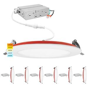 6 in. Ultra Thin Canless Integrated LED Fire Rated Recessed Light 5CCT New Construction 1100-Lumens Dimmable (6-Pack)