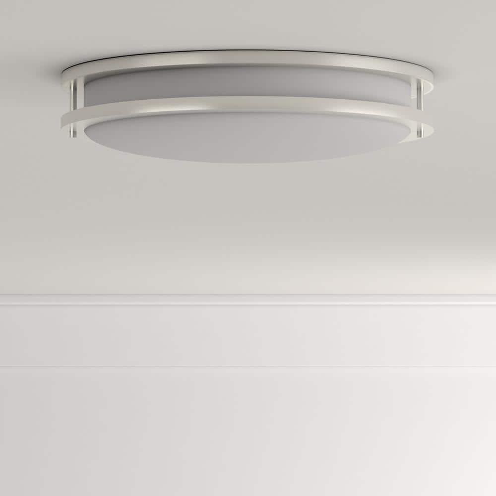 Sleek Brushed Nickel 23W LED Flush Mount Ceiling Lamp
