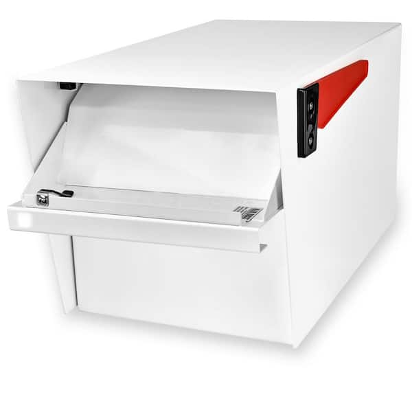 Mail Boss Mail Manager Street Safe Alpine White Post-Mount Mailbox