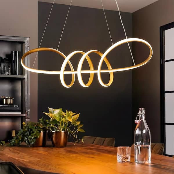 Rennnsan Diego 1-Light Dimmable Integrated LED Gold Contemporary Chandelier