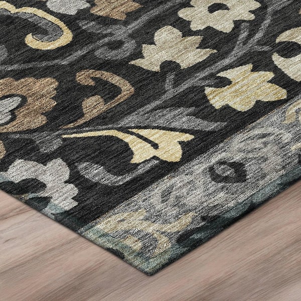 Chantille Machine Washable Indoor/Outdoor Abstract ACN3159 Black 2 ft. x 7 ft. Runner Rug