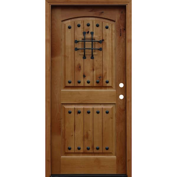 6-0 x 6-8 Knotty Alder Rustic Square Top Double with Speakeasy LH - Door  Clearance Center