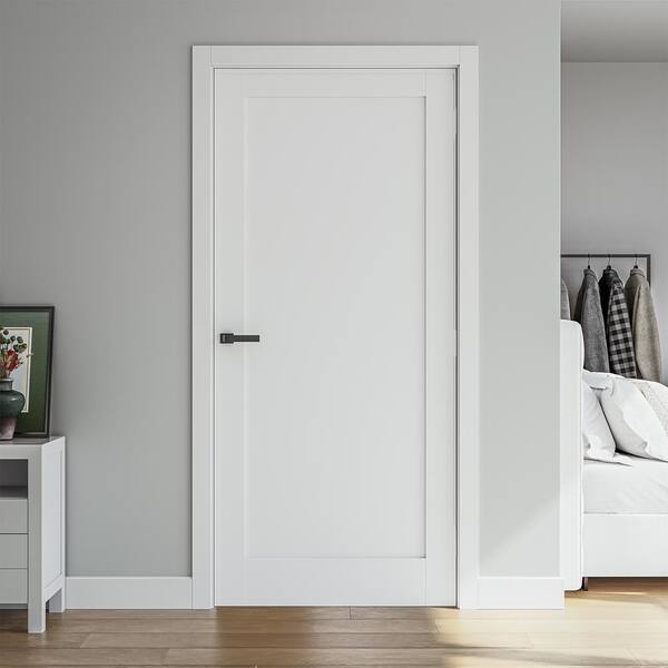 SOCBAZZAR 18 in. x 80 in. 1-Panel Shaker Solid Core White Primed