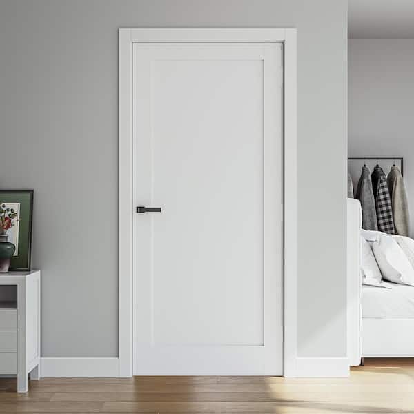 SOCBAZZAR 32 in. x 80 in. 1-Panel Shaker Solid Core White Primed