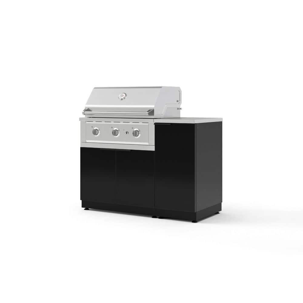 "Outdoor Kitchen 4-Piece 3-Burners Propane Gas Grill Island in Black w/33"" Performance Grill & Stainless Steel Countertop" price history on PriceWatchPro