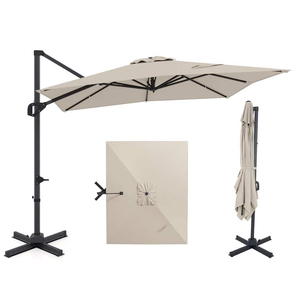 11 x 9 ft. Cantilever Patio Umbrella in Beige with 360° Rotation, 6 Tilt Poaitions, Square Solar LED price history on PriceWatchPro