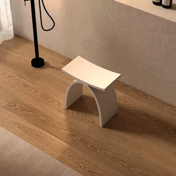 Sotix 16 in. x 9 in. Freestanding Solid Surface Shower Stool Vanity Seat in Matte White