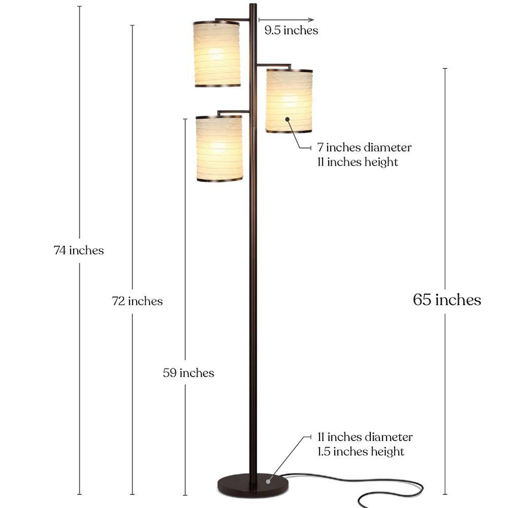 Liam Bronze Multi-Head LED Floor Lamp with Fabric Shades