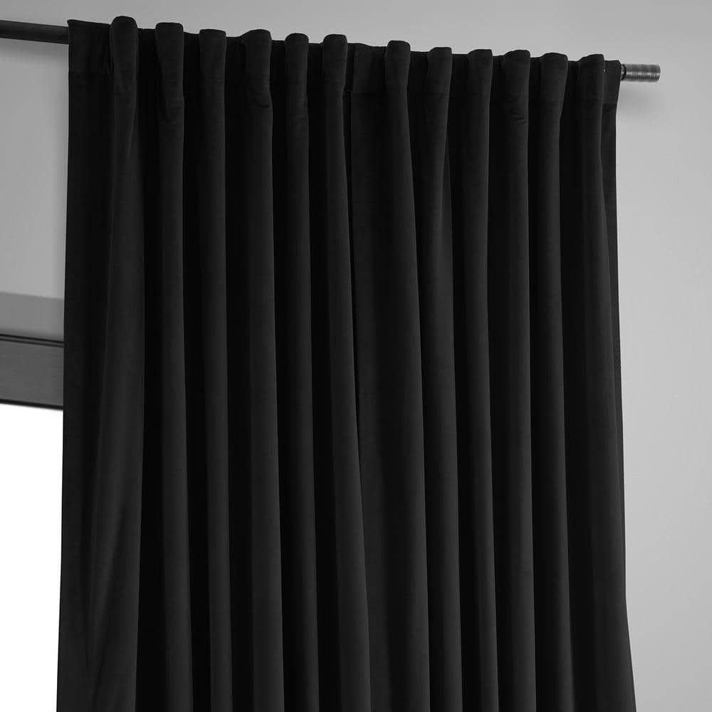 Black Velvet Extra Wide Blackout Curtain Panel 96 Inch