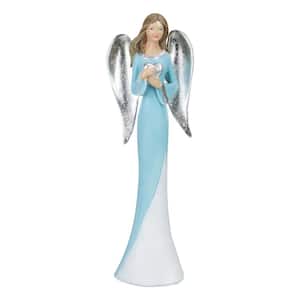 16 " Blue and White Angel Figure Holding a Heart