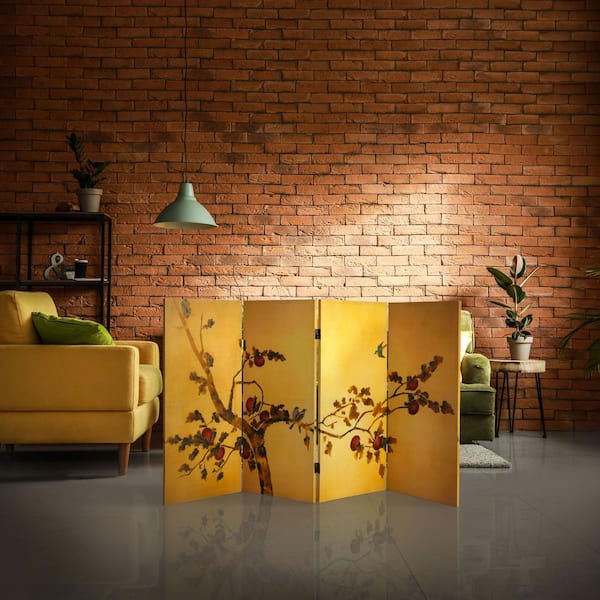 Oriental Furniture 3 ft. Printed 4-Panel Room Divider