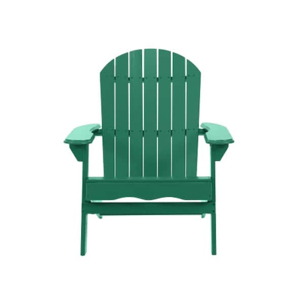 Unbranded 34 in. Classic Dark Green Foldable Design Durable Acacia Wood Rustic Adirondack Chair Water-Resistant with Wide Armrest