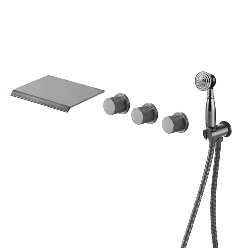 Mondawe Eleanor 3-Handle Waterfall Wide-Spray High Pressure Tub and Shower Faucet in Brushed Nickel With Valve -  WF-5701-BN