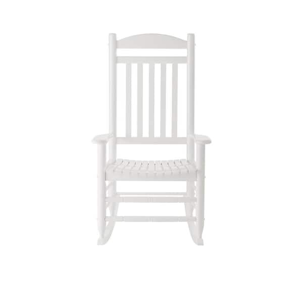 Hampton Bay Glossy White Wood Outdoor Rocking Chair