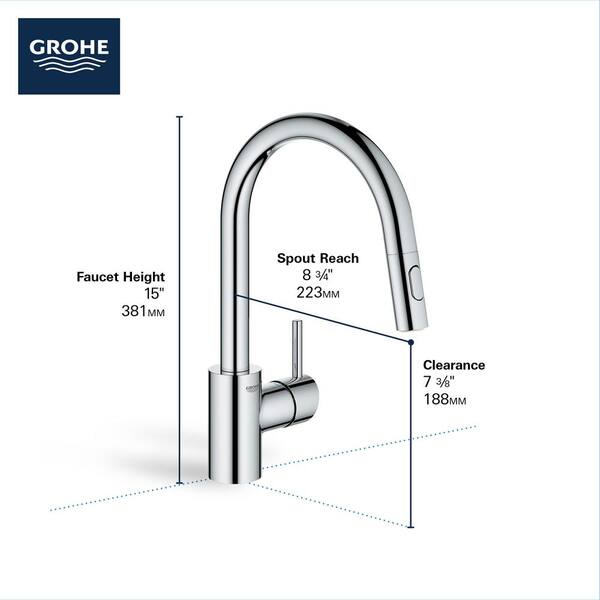 GROHE Minta Single-Handle Dual Spray Pull-Out Sprayer Kitchen 