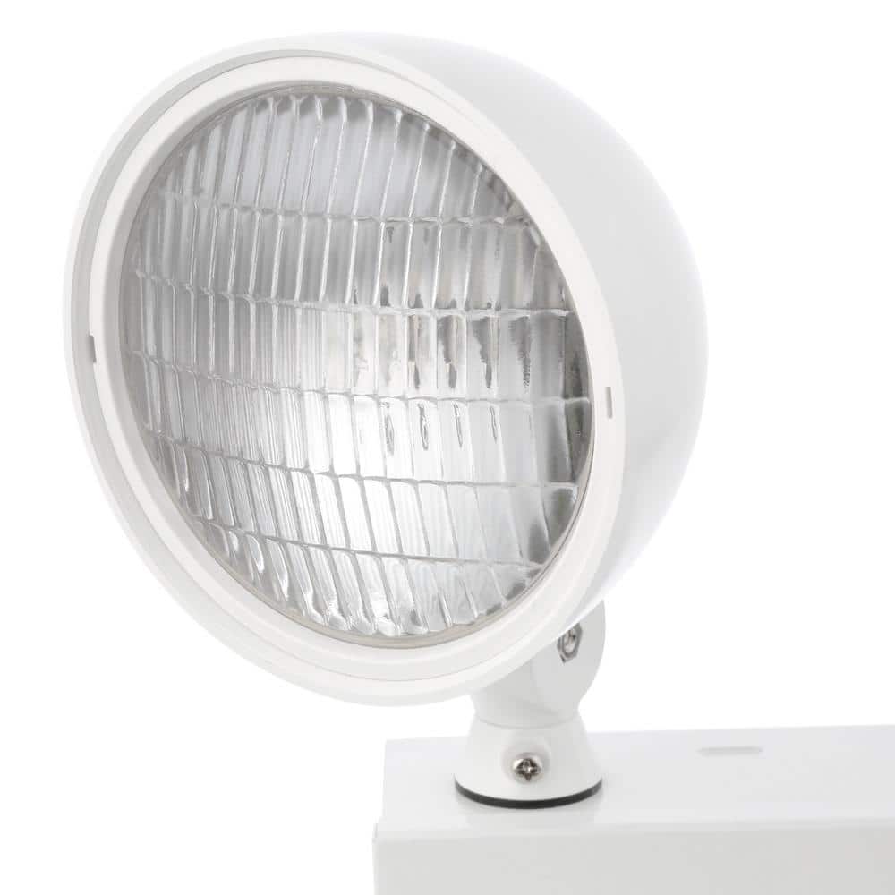 White Steel Dual Head Emergency Light with Integrated LEDs