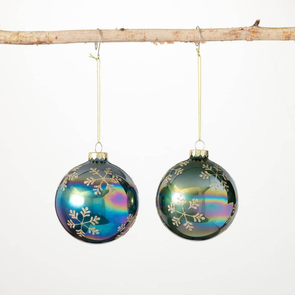 SULLIVANS 4, 4.5 and 6.5 Iridescent Blue Ornament (Set of 3) OR10224 -  The Home Depot