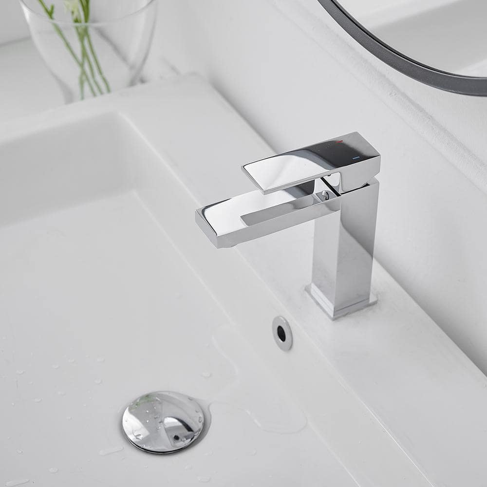 Polished Chrome Single-Handle Low-Arc Bathroom Faucet