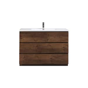 Angeles 48 in. W Vanity in Rosewood with Reinforced Acrylic Vanity Top in White with White Basin