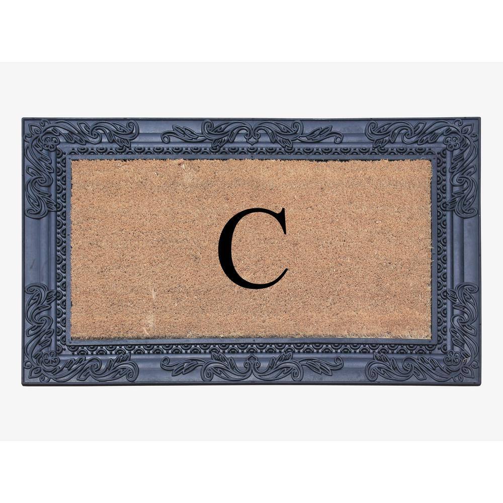 A1HC Sketch Border Black/Beige 24 in. x 36 in. Rubber and Coir Heavy Duty Easy to Clean Monogrammed C Door Mat price history on PriceWatchPro