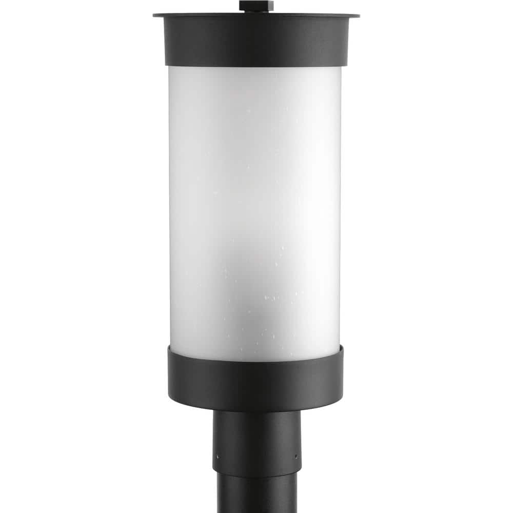 Hawthorne Black Aluminum Outdoor Lantern with Etched Seeded Glass