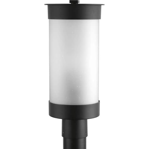 Progress Lighting Hawthorne Collection 2-Light Textured Black Etched Seeded Glass Craftsman Outdoor Post Lantern Light