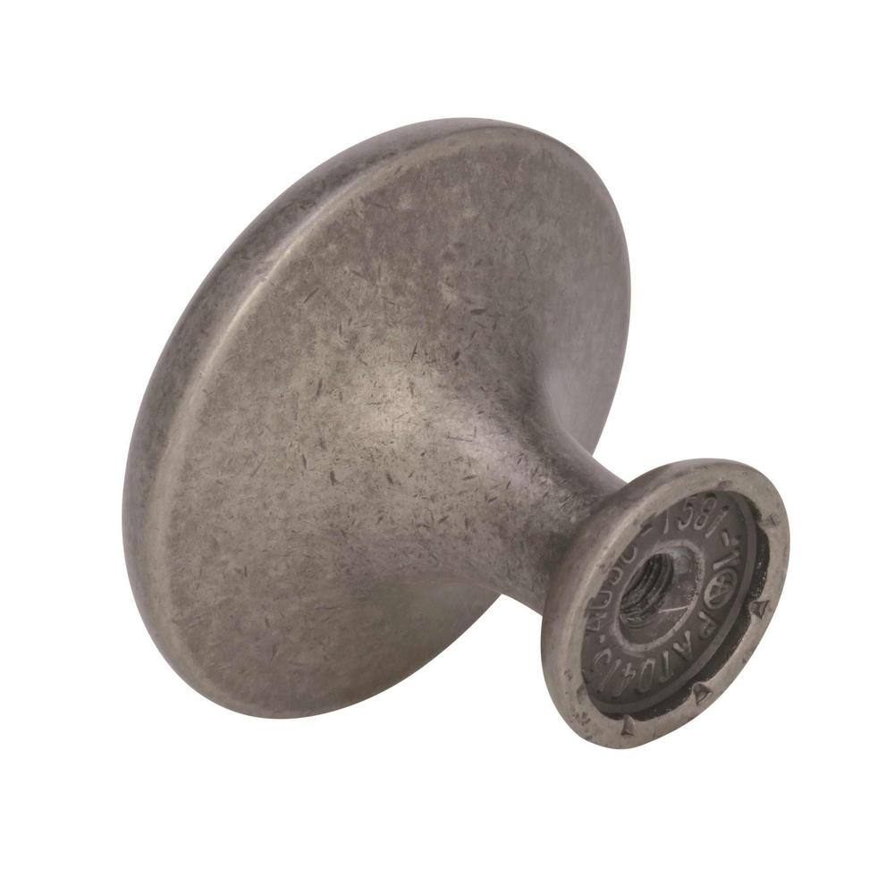 Weathered Nickel Round Cabinet Knob with Mounting Hardware