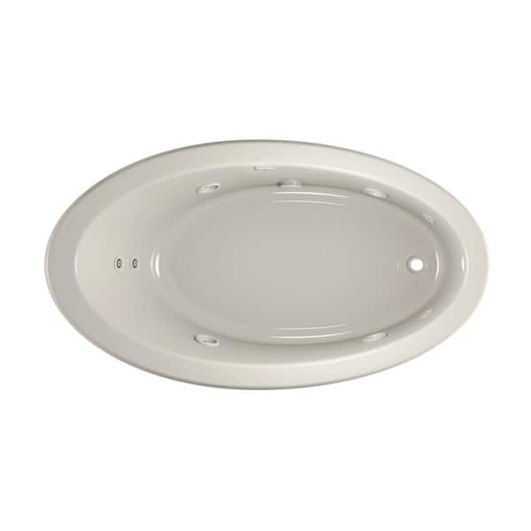JACUZZI RIVA 66 in. x 38 in. Acrylic Right-Hand Drain Rectangular Drop-in Whirlpool Bathtub with Heater in Oyster