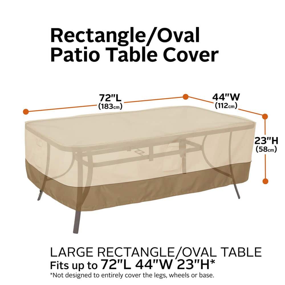 Tan and Brown Polyester Large Patio Table Cover with Handles