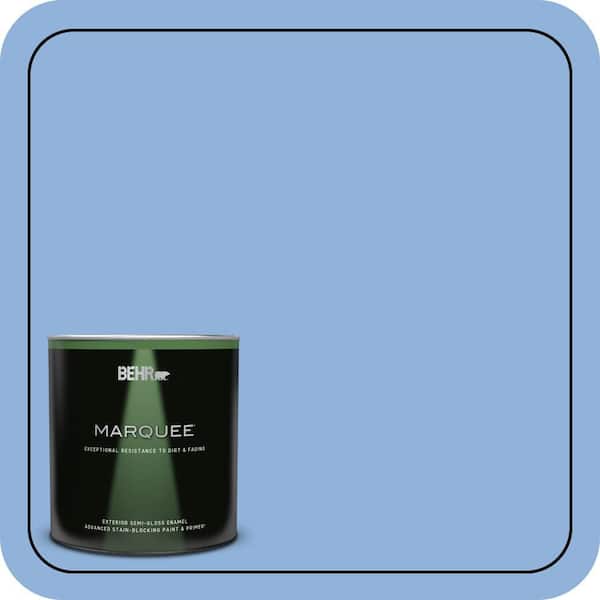 BEHR MARQUEE 1 qt. #580B-5 Cornflower Blue Semi-Gloss Enamel Exterior Paint & Primer
