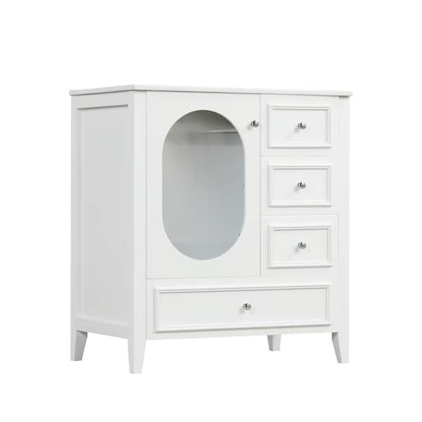 XUJMK 30 in. W x 18 in. D x 34 in. H White Linen Cabinet, 30 in. Bathroom Vanity with Sink, Bathroom Vanity Cabinet