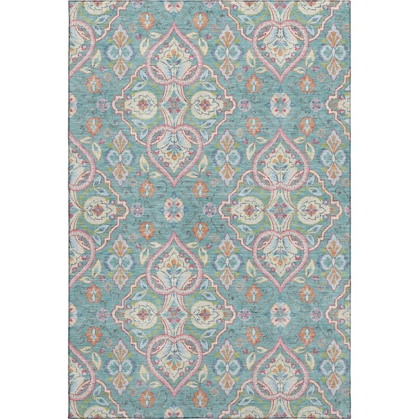 Mayfield Premium Machine Washable Abstract AMF2207 Spa 9 ft. x 12 ft. Area Rug