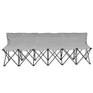 Portable 6-Seater Folding Team Sports Sideline Bench with Back (Grey)