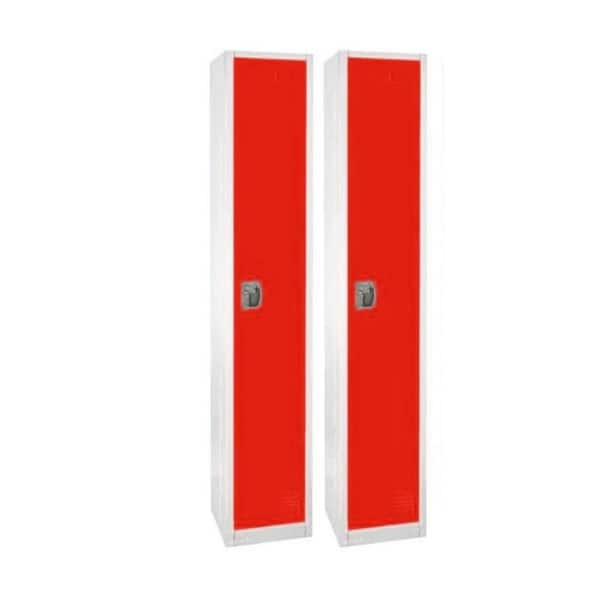 629-Series 72 in. H 1-Tier Steel Key Lock 2-Shelf Storage Locker Free Standing Cabinets in Red (2-Pack)