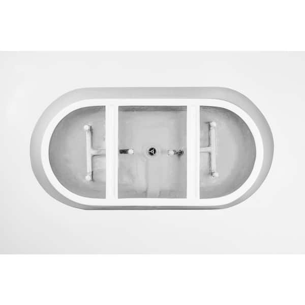 Vanity Art - Bordeaux 59 in. x 29.5 in. Soaking Bathtub with Center Drain in White/Polished Chrome