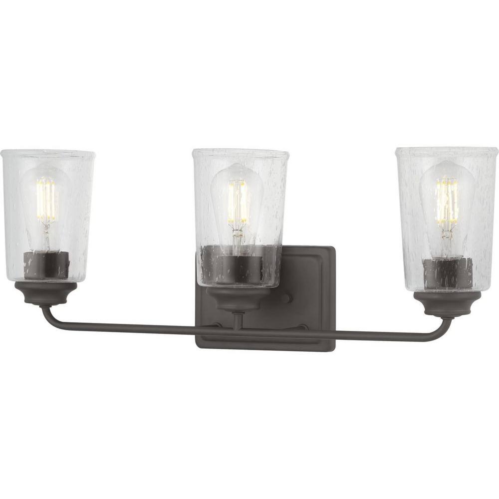 Evangeline 23" Modern Bronze 3-Light Bathroom Vanity Fixture with Clear Glass Shades