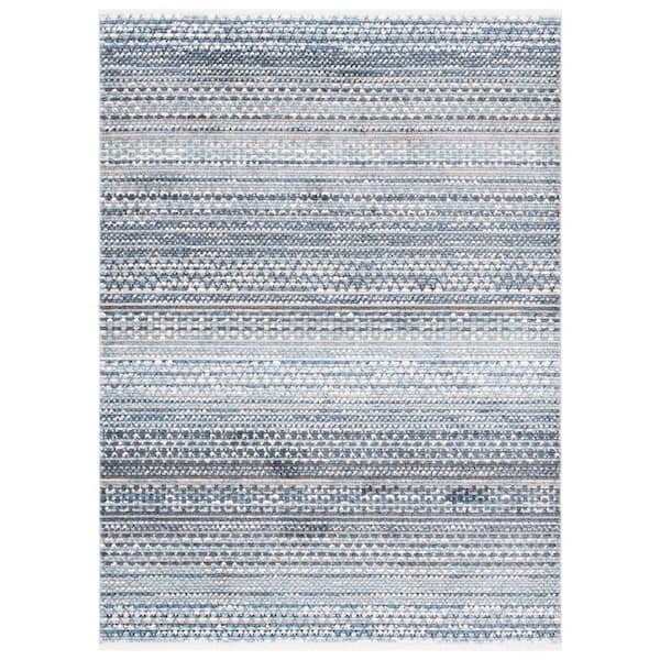 Sedona 8 ft. x 10 ft. Dark Gray/Ivory Striped Geometric Distressed Area Rug