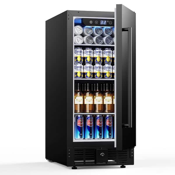 25 in. Single Zone 130-Cans Freestanding/Undercounter Beverage and Wine Cooler Fridge in Silver with UV-Proof Door