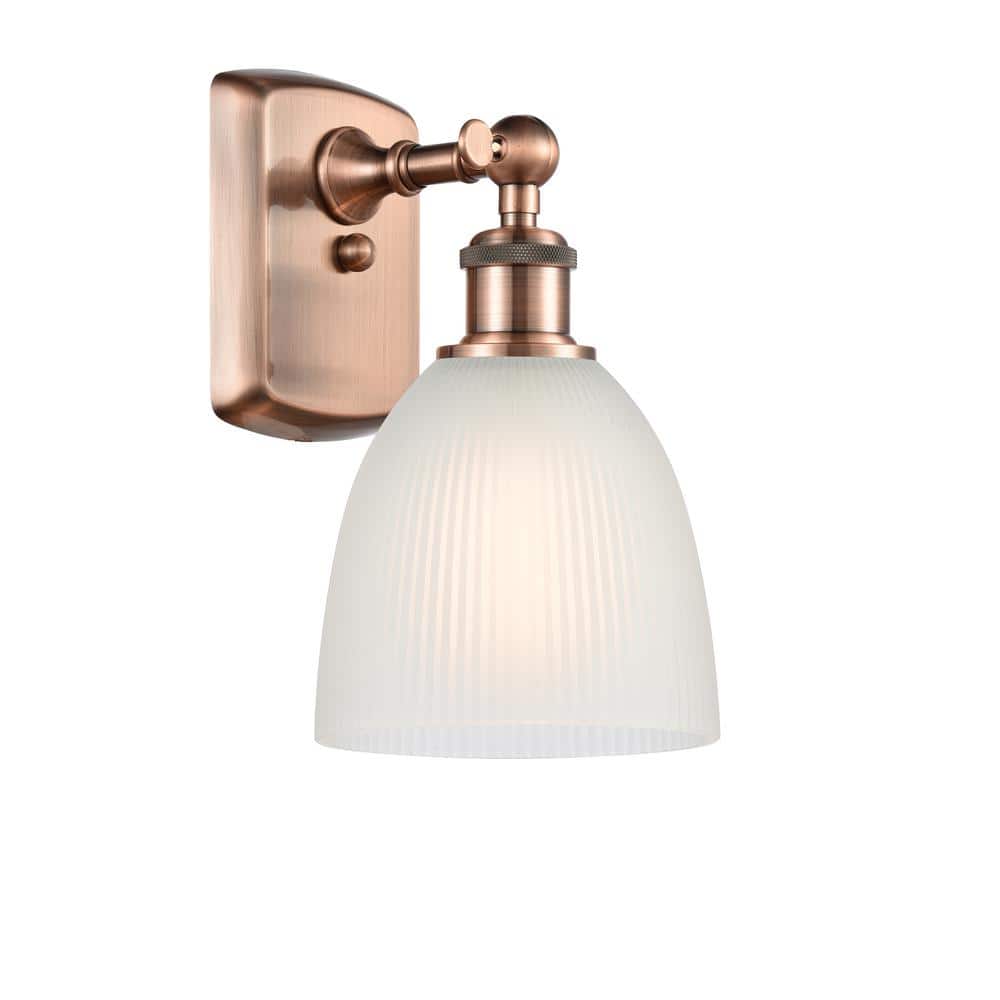 Castile 1-Light Antique Copper, White Wall Sconce with White Glass Shade price history on PriceWatchPro