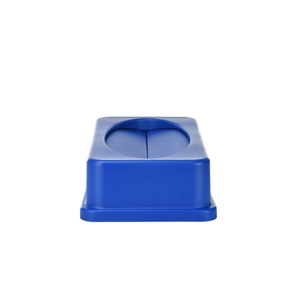Blue 23 Gallon Plastic Commercial Recycle Bin with Drop Slot Lid