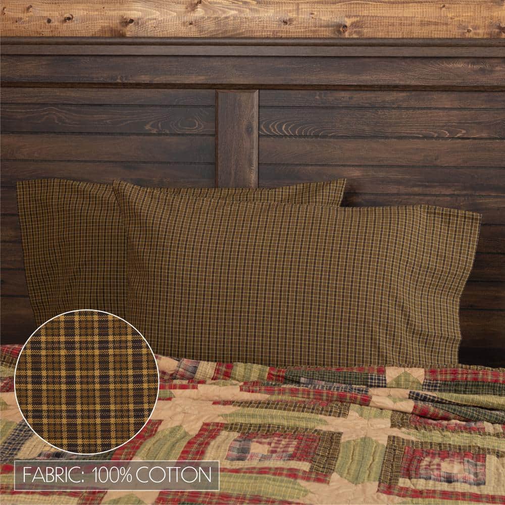 Green Plaid Cotton Standard Pillowcase Set of 2