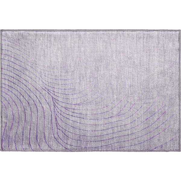 Mayfield Premium Machine Washable Abstract AMF2107 Lavender 2 ft. x 3 ft. Accent Rug
