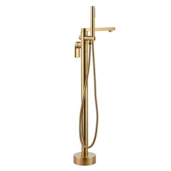 ALEASHA Single-Handle Freestanding Tub Faucet with Hand Shower in Gold